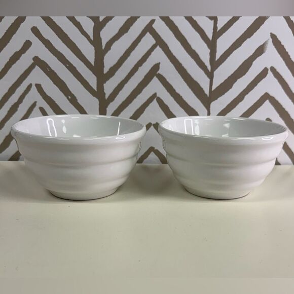 Made in Portugal for Over and Back White Ceramic Bowls Set of 2 - Picture 1 of 4